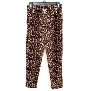 Animal Print Jegging Pants with Gold Buckl…